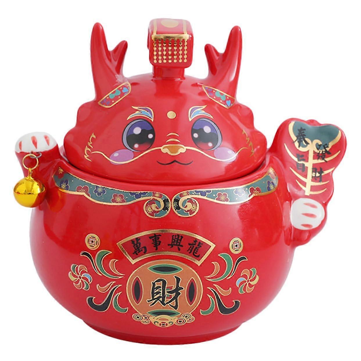 Dragon Shape Ceramic Tea Canister Airtight Storage Container for Tea Biscuits Kitchen Decor New Year Gift