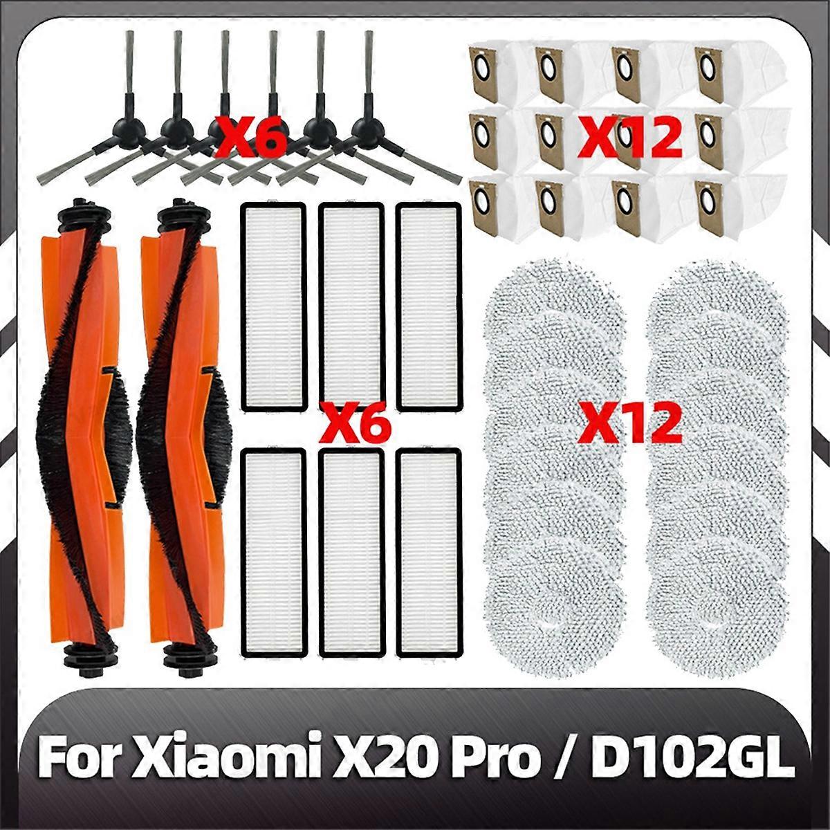 for X20 Pro Replacement Main Side Brush HEPA Filter Mop Pads