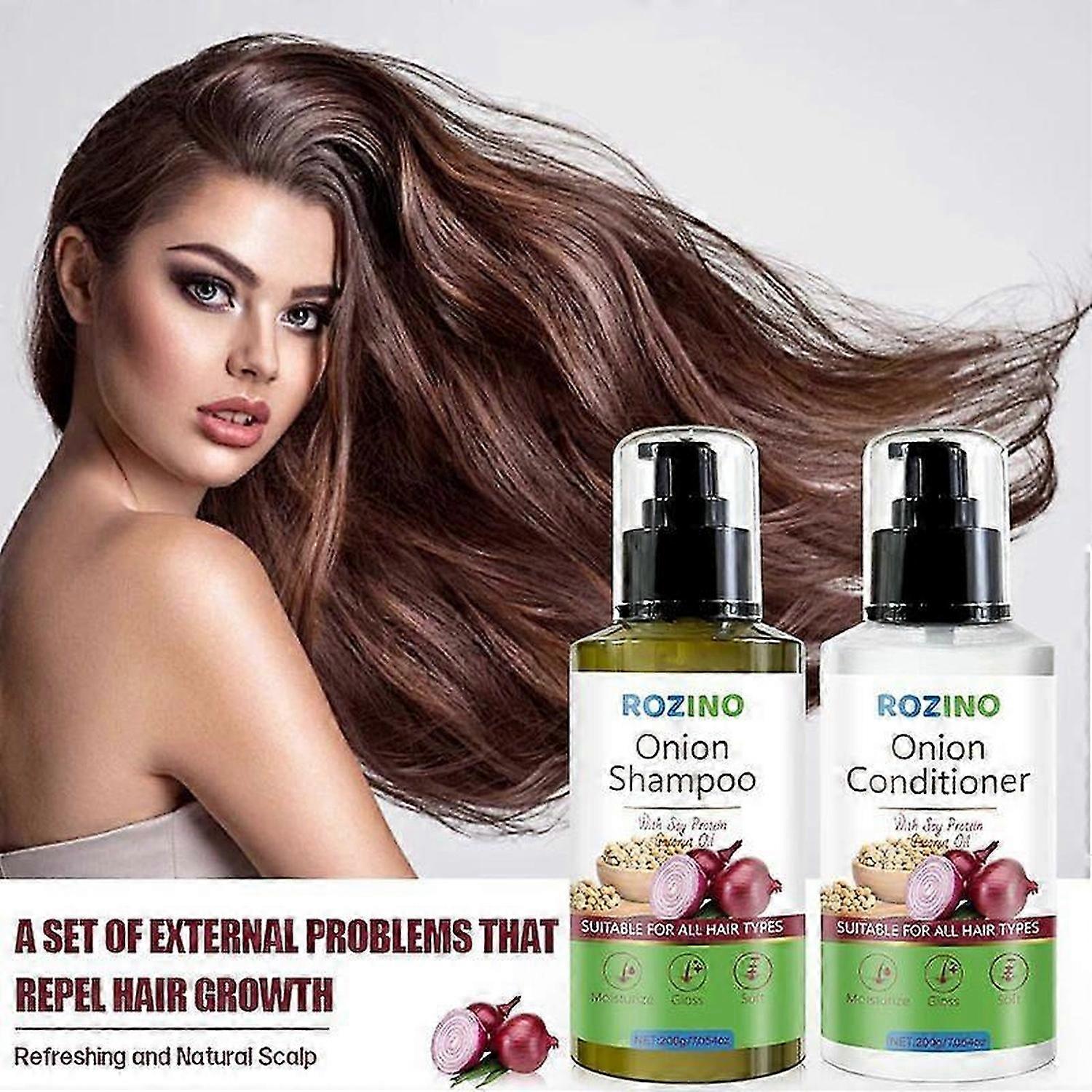 Après-shampooing à l’oignon + shampooing à l’oignon pour la croissance des cheveux et la lutte contre la chute des cheveux, revitalisant en profondeur pour les cheveux colorés, cuir chevelu doux hydratant anti-crépus
