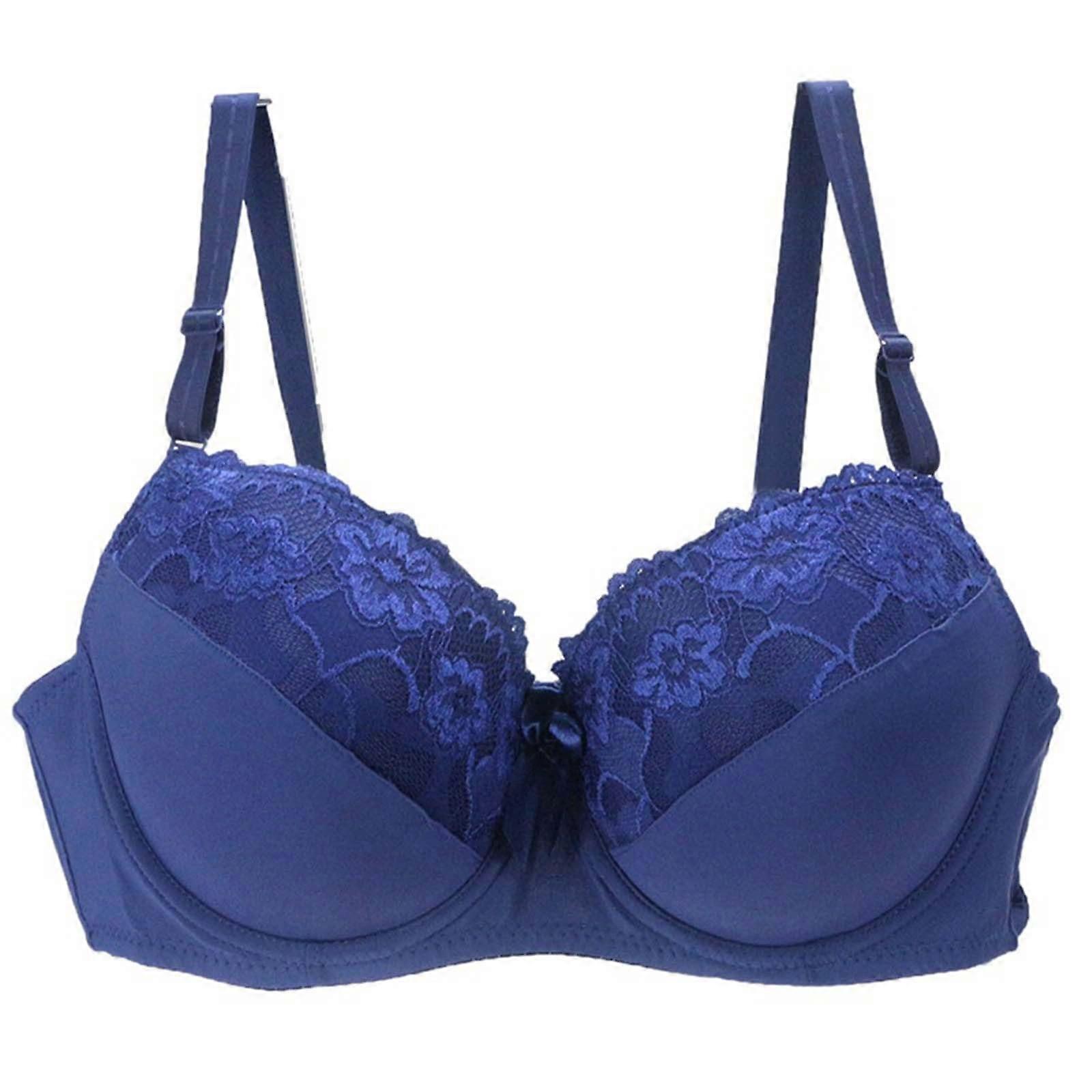 Damenunterwäsche 34/75 36/80 38/85 40/90 42/95 44/100 BCDE Cup-Spitzen-BH Sexy Bustier Top in Dunkelblau 85D