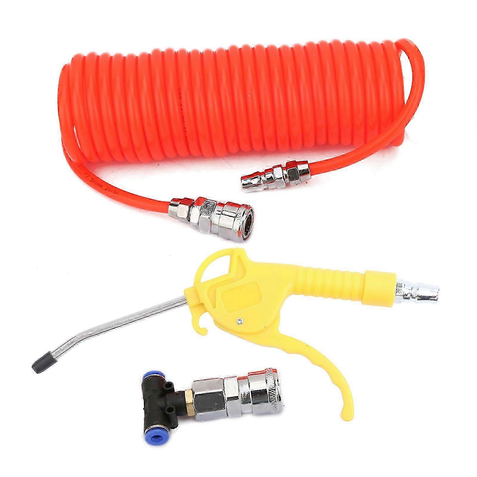 ABS Air Blow Gun Dust Blower with 6m Spring Hose 3-Way Quick Connector for Vehicle Cleaning