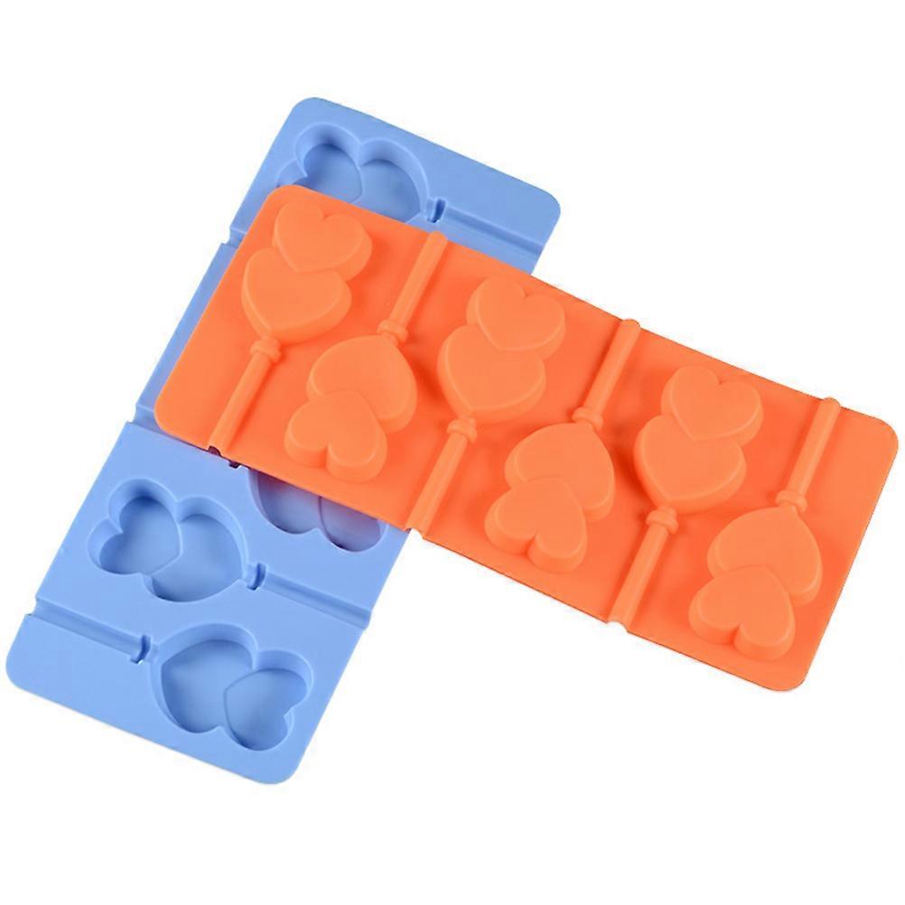 Lollypop Mould Chocolate Making 6-Capacity Heart Shaped Random Color 1Pcs