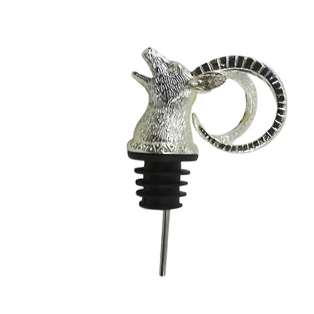 Zinc Alloy Antelope Head Wine Pourer Silver Color Wine Aerator for Party Atmosphere 1Set