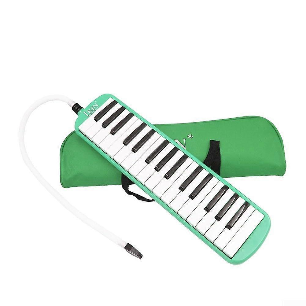 Melodica Keyboard Set with 32 Keys and Curved Tube Mouthpiece, Ideal for Solo Playing and Learning Music (Green)