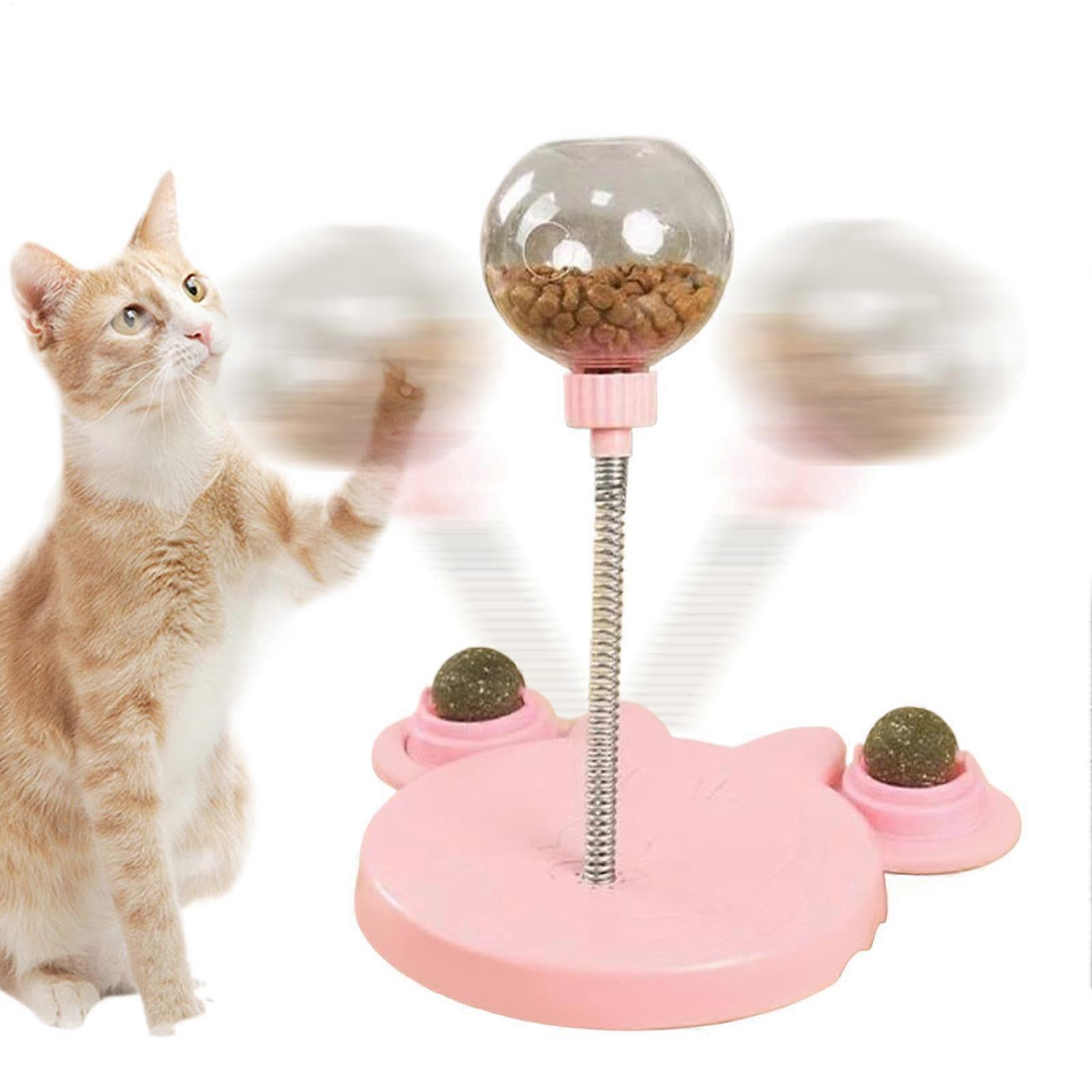 Cat Treat Ball Interactive Pet Toy for Cats with Catnip, Puzzle Feeder for Dog Food, Blue Color