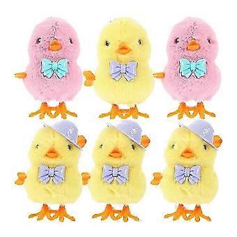 6Pcs Easter Wind up Chick for Kids Jumping Chicken Plush Toy Egg Basket Fillers Chick Toy