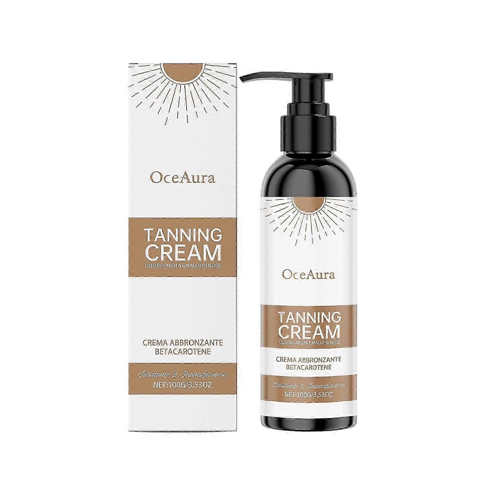 Tanning Cream, Tanning Accelerator Cream Based on Beta-carotene, Strong Tanning Lotion for Sunbed & Outdoor Sun, Moisturizing & Refreshing