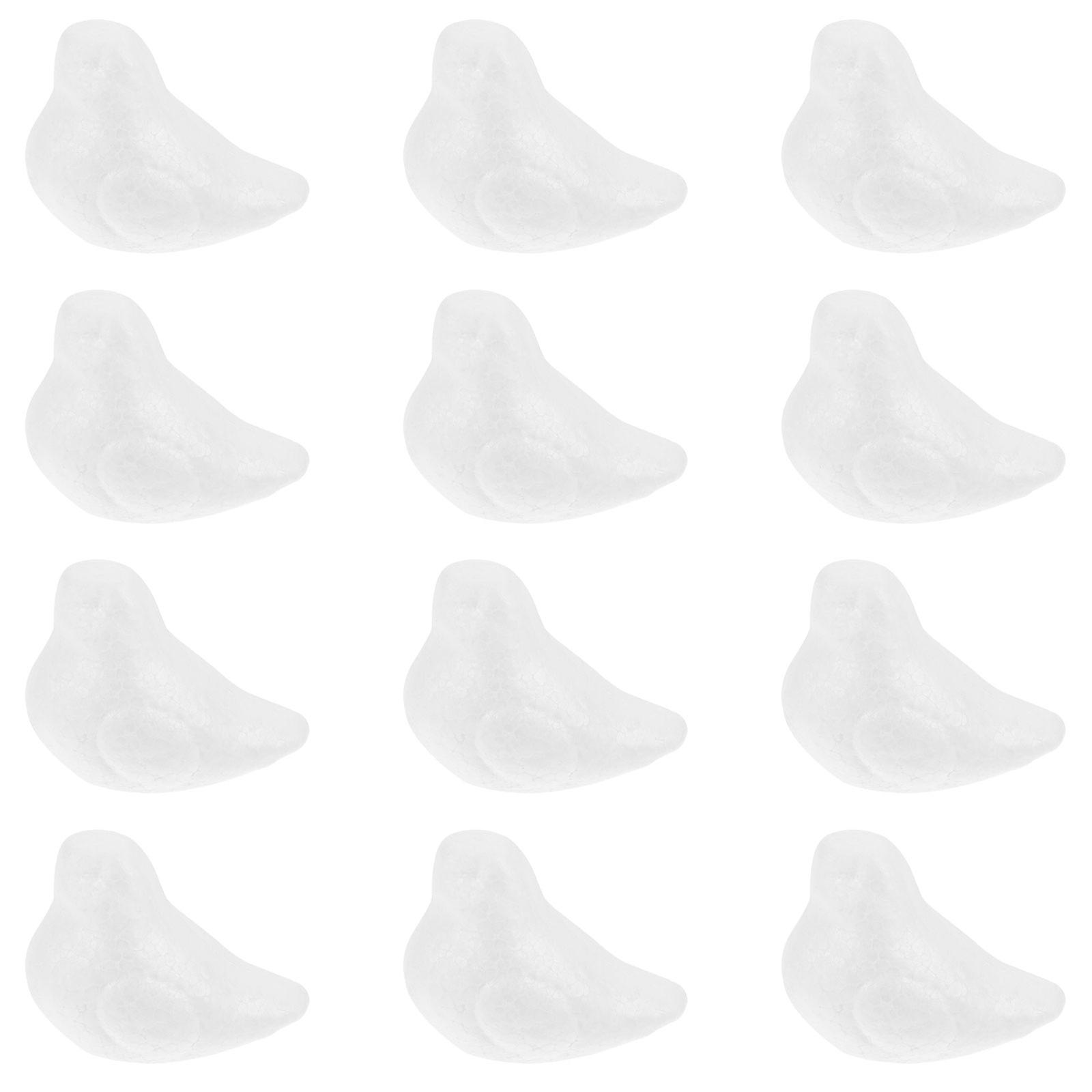 Small Birds For Crafts Foam Birds Diy Painting Ornaments 5.40X4.10X3.20cm White Easter Celebration 12Pcs