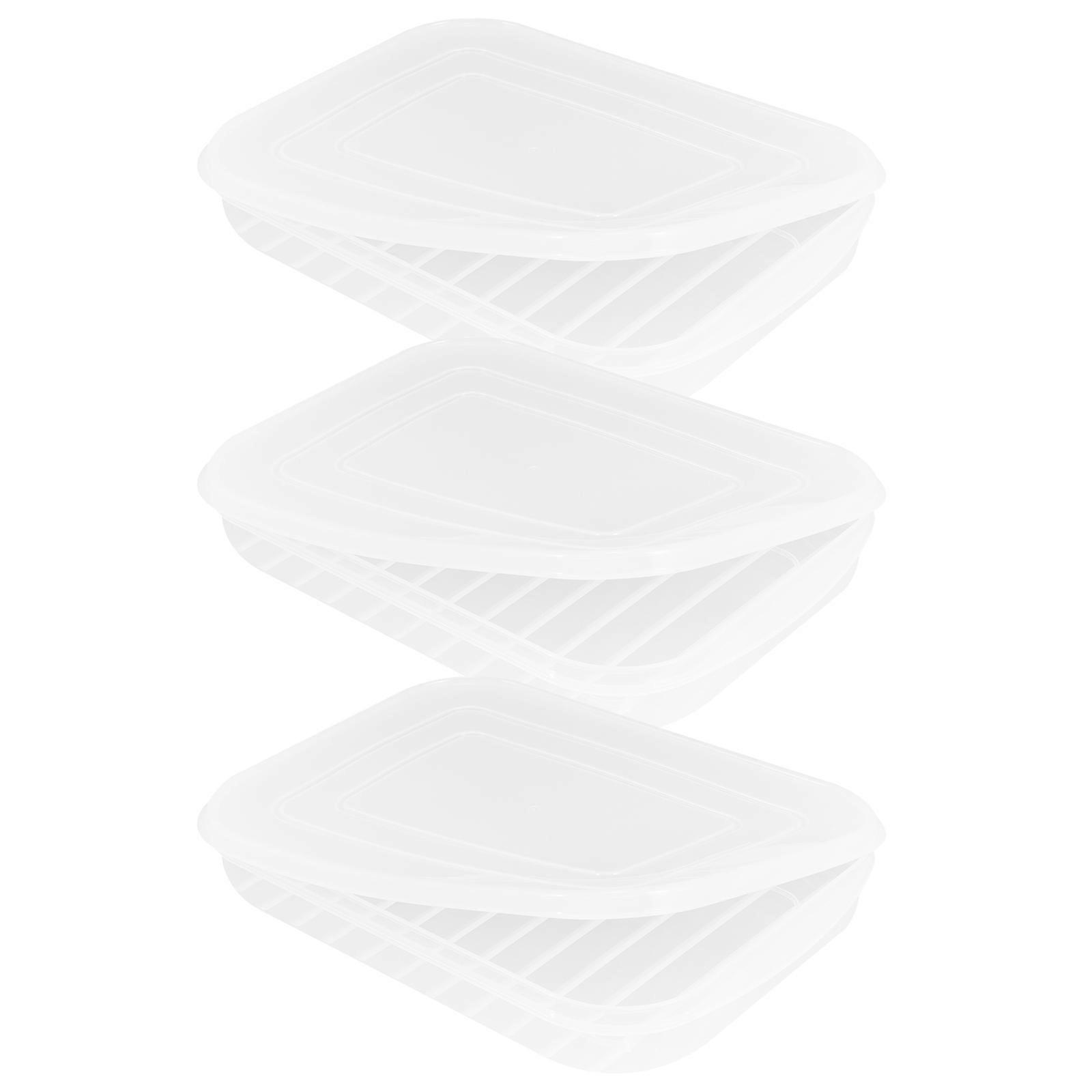 Meat Containers With Lids Preservation Container Households Stackable 3Pcs
