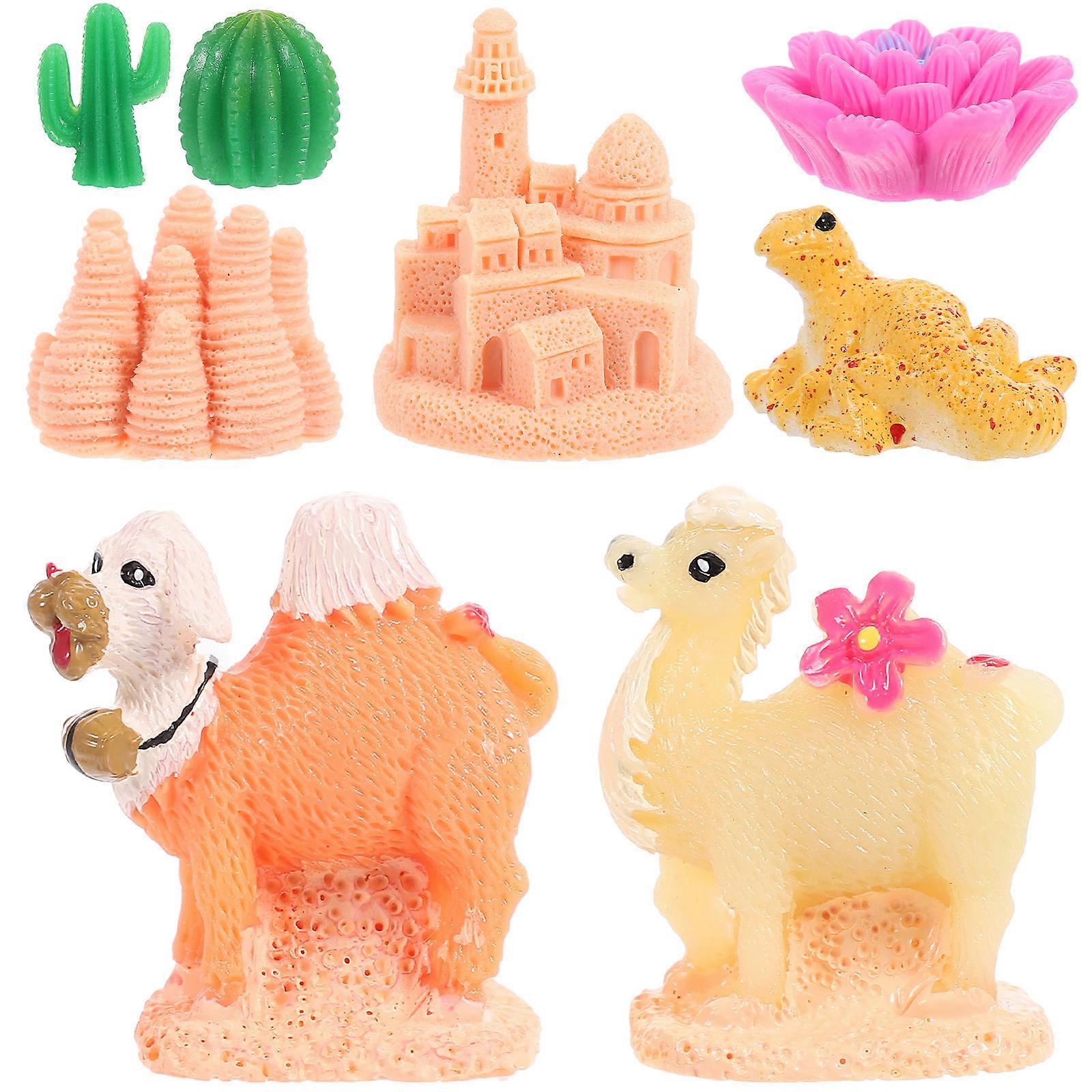 Micro Landscape Ornaments Kit Miniature Decor Camel Shape Cactus Shape 4.1X3.8X3.8CM 9Pcs