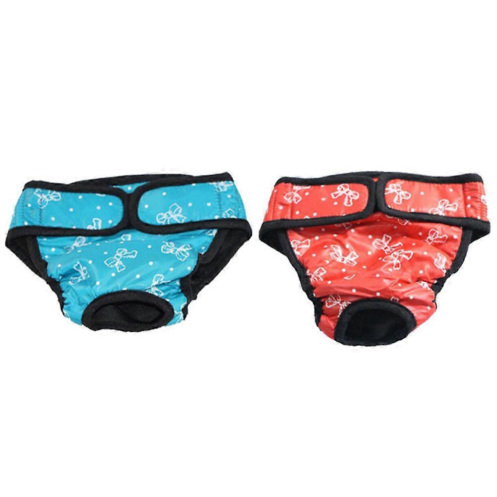 Reusable Female Dog Diaper Bowknot Short Pants for Puppies During Menstruation Period 2Pcs