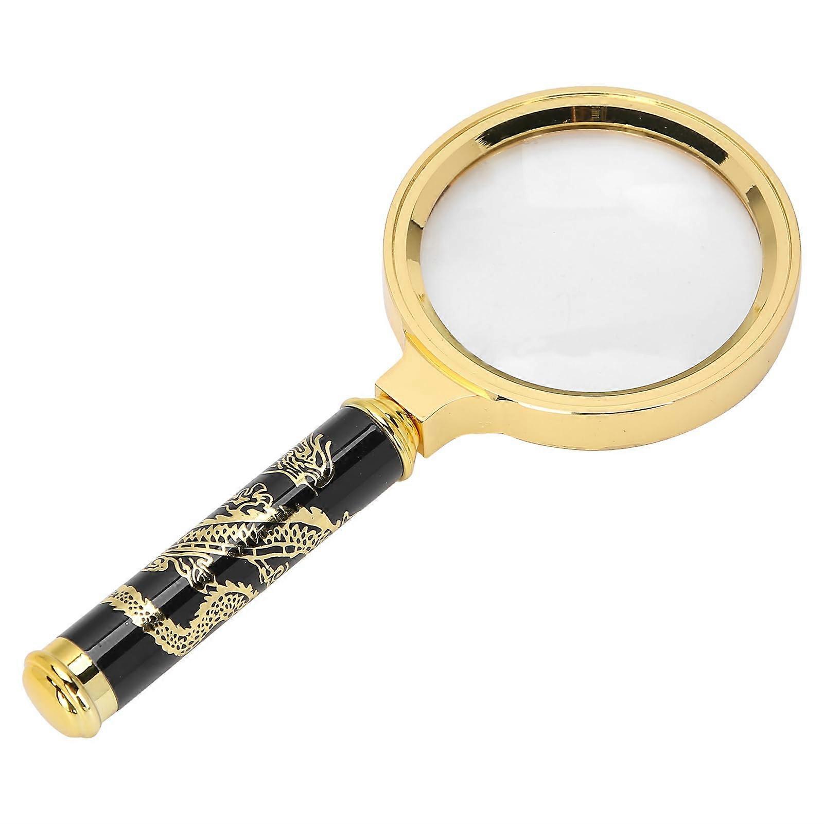 Handheld magnifying glass, 70mm vintage handheld magnifier 7X reading glass with light for household use.