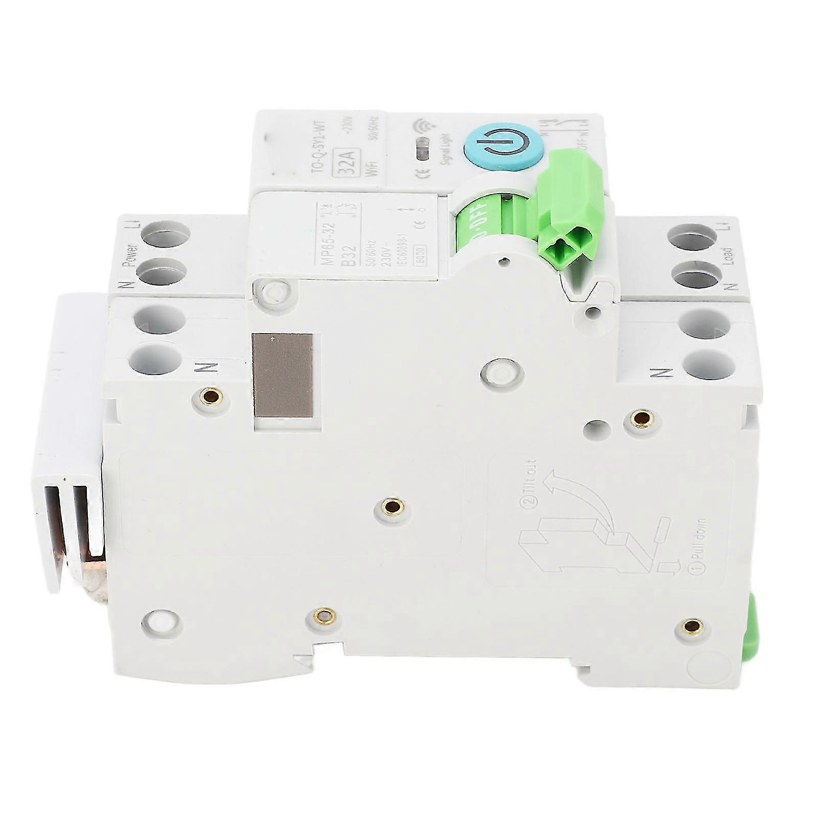 WiFi Circuit Breaker 1P+N 32A AC with 6KA Breaking Capacity - Remote Control MCB with Timing Relay for Smart Home Protection
