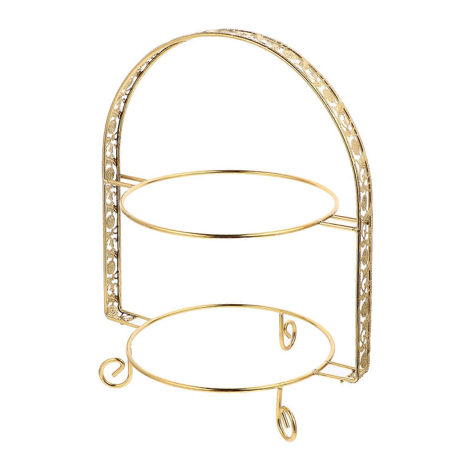 Golden Iron 2Layer Cake Display Stand for Wedding Party Suitable to Display in European Style Fashionably Compact Size