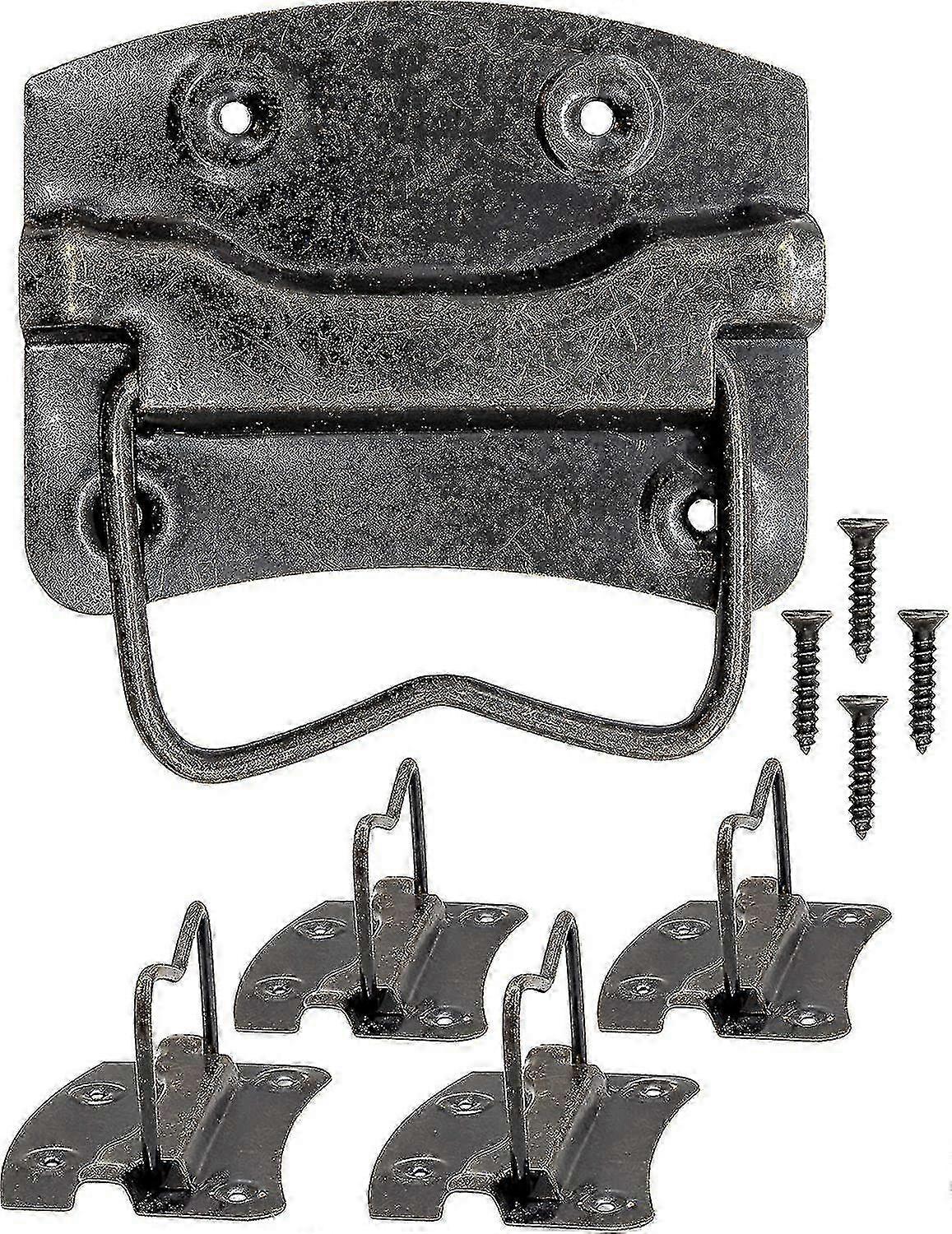 Set Of 4 Antique Folding Handles For Chests, Boxes, Drawers, Bronze Brass Style, 76 X 72 Mm, Set Of 4