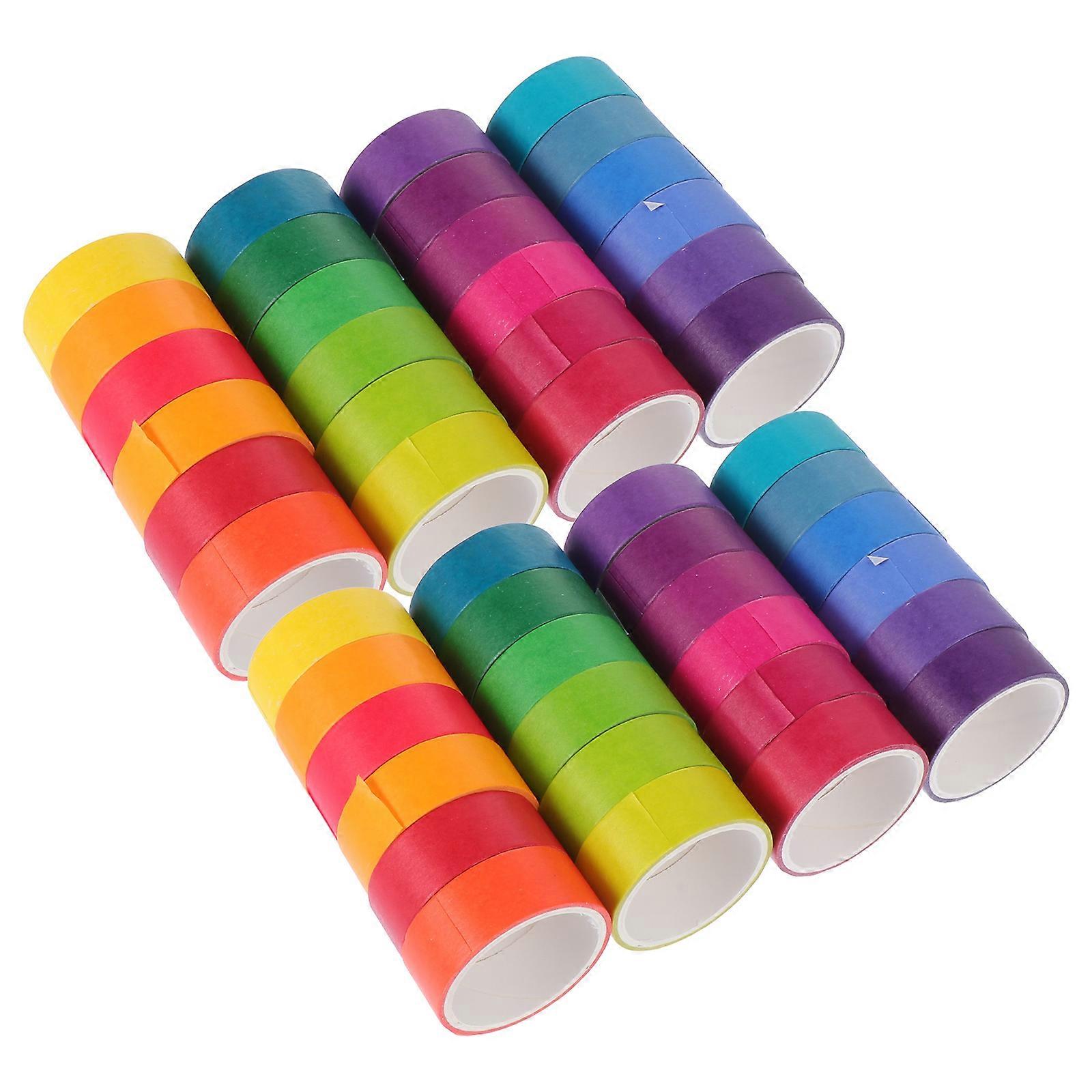 48 Rolls of Colored Washi Tapes Adhesive Paper Tapes Simple Hand Account Tapes