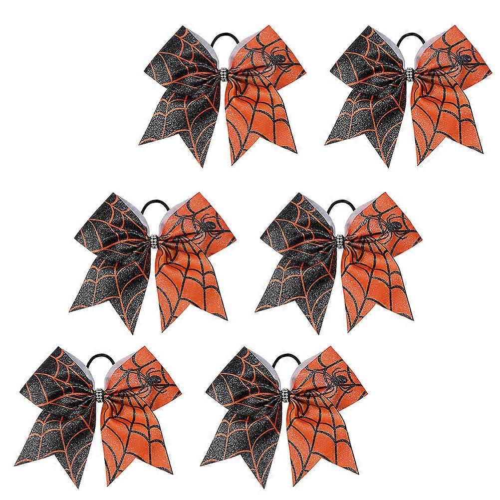 Halloween Bows For Teens Elastic Rope Rhinestones Ponytail Wraps 6Pcs