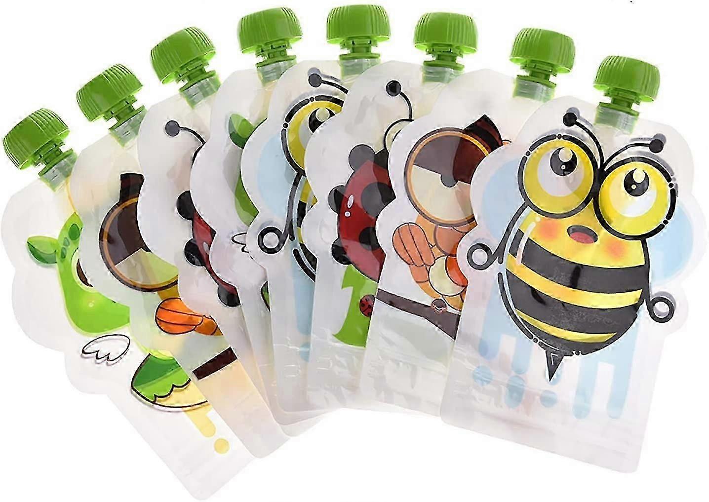 2025年最新モデル8パック再利用可能なコンポートバッグ子供用、自家製フルーツピューレ