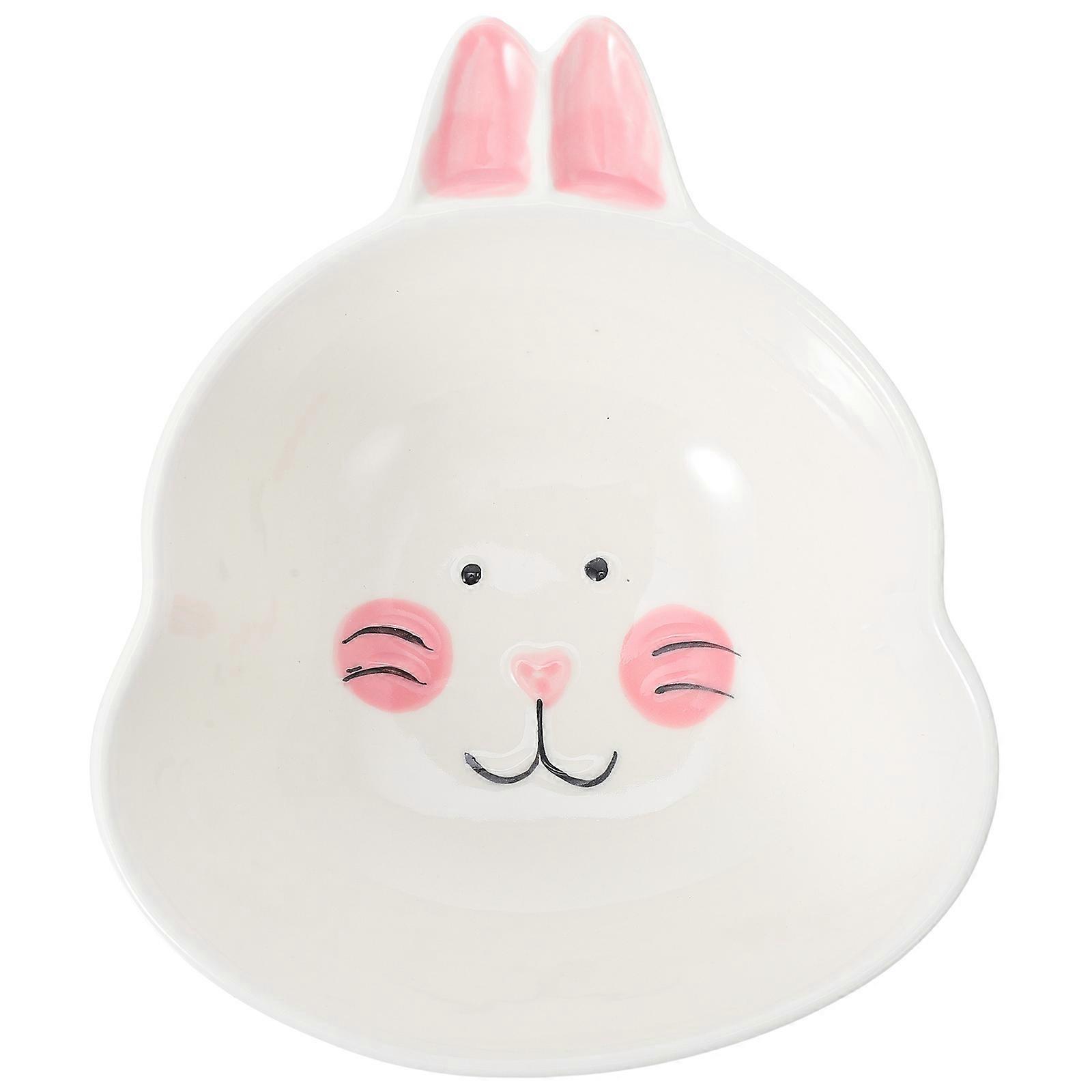 Cartoon Animal Ceramic Bowl Adorable Rabbit Design for Soups, Salads, Noodles, and Fruits Easy to Clean, Joyful Tableware for Home and Restaurant