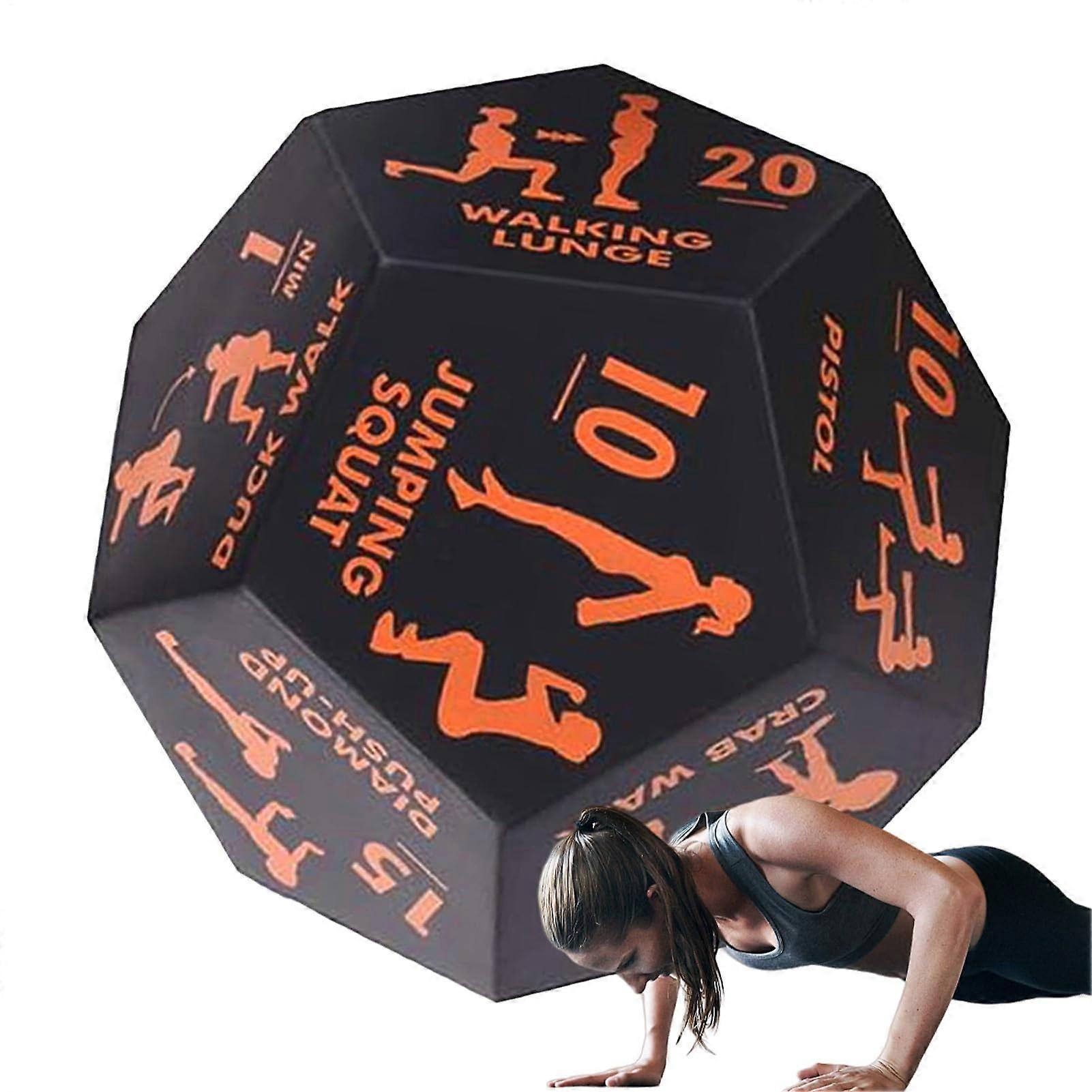 Exercise Dice - 12 Sided Fitness Dice Game for Group Workouts, Portable Strength Training Tool for Home Gym and Outdoor Use, Orange