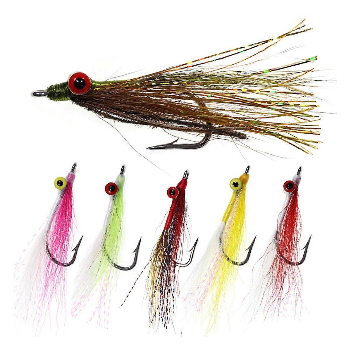 6pcs Artificial Flies Hooks Fly Lure Bait for Bass Saltwater Fishing