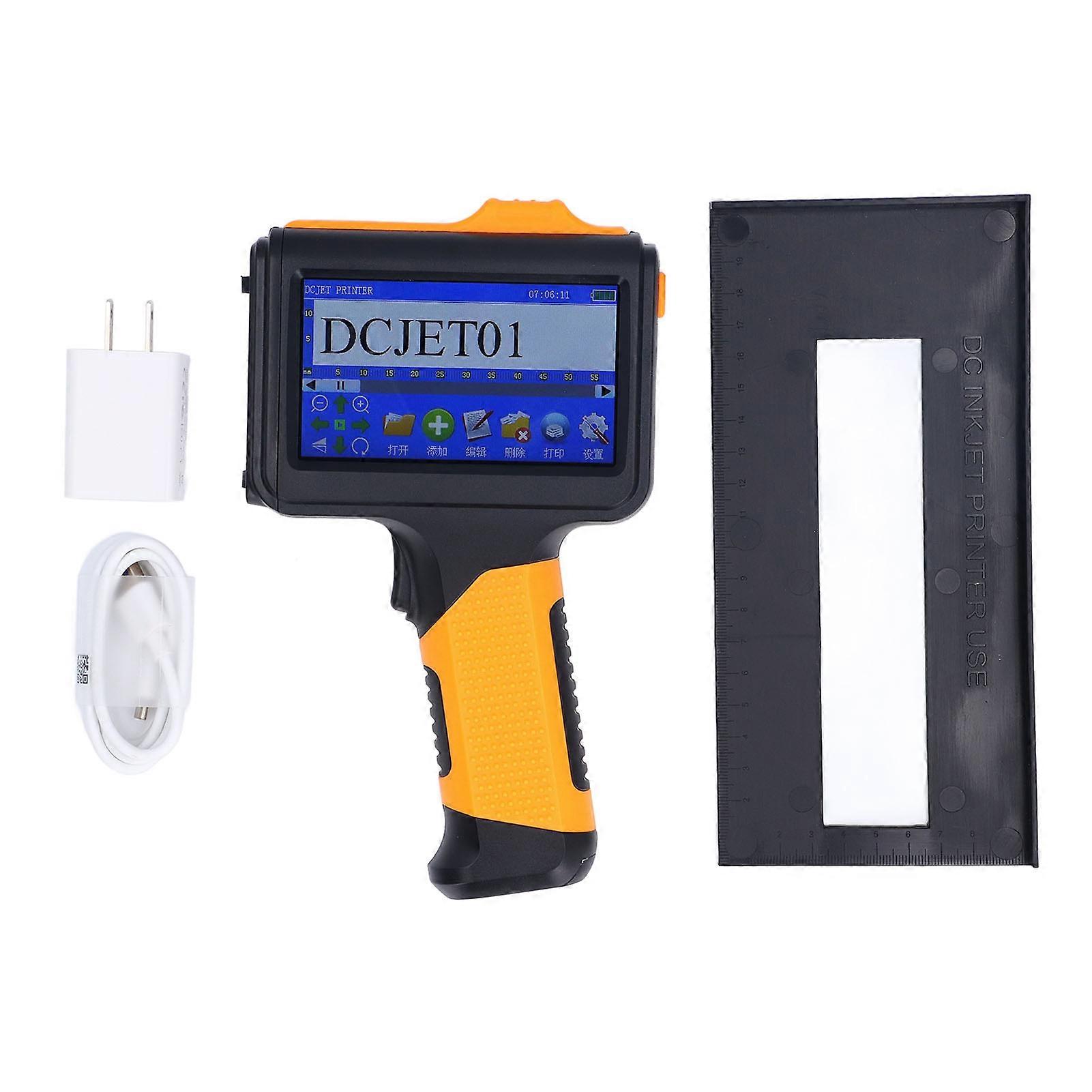 12.7mm Handheld Inkjet Printer BT 4.3in LED Touchscreen 600dpi Inkjet Coding Machine for Text Numbers Symbols QR Codes Barcodes US Plug AC110‑240V