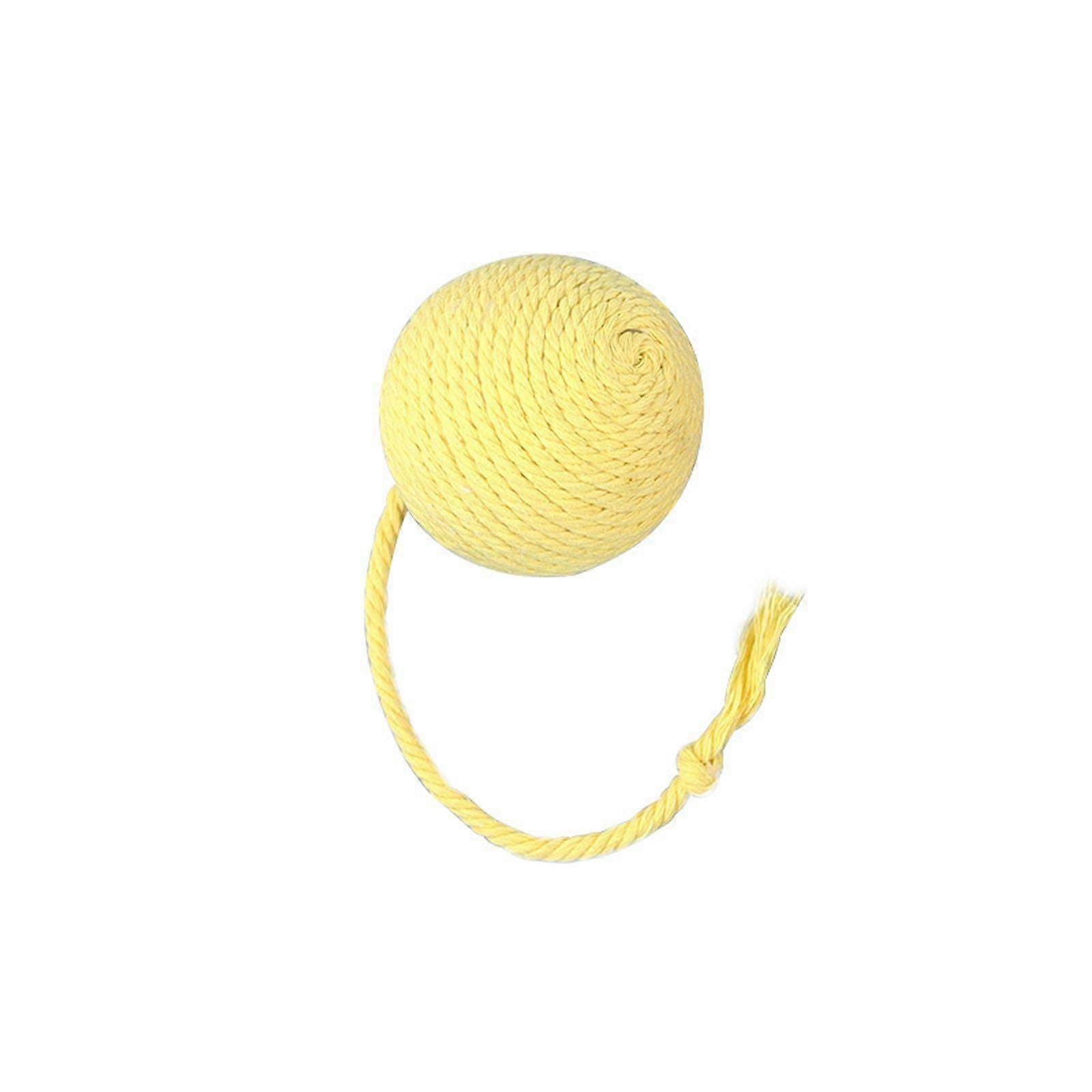 Sisal Balls Cat Kitten Squeaky Toy Interactive Plaything Funny Ball Teaser SelfPlaying Cat Games Toy Balls Yellow