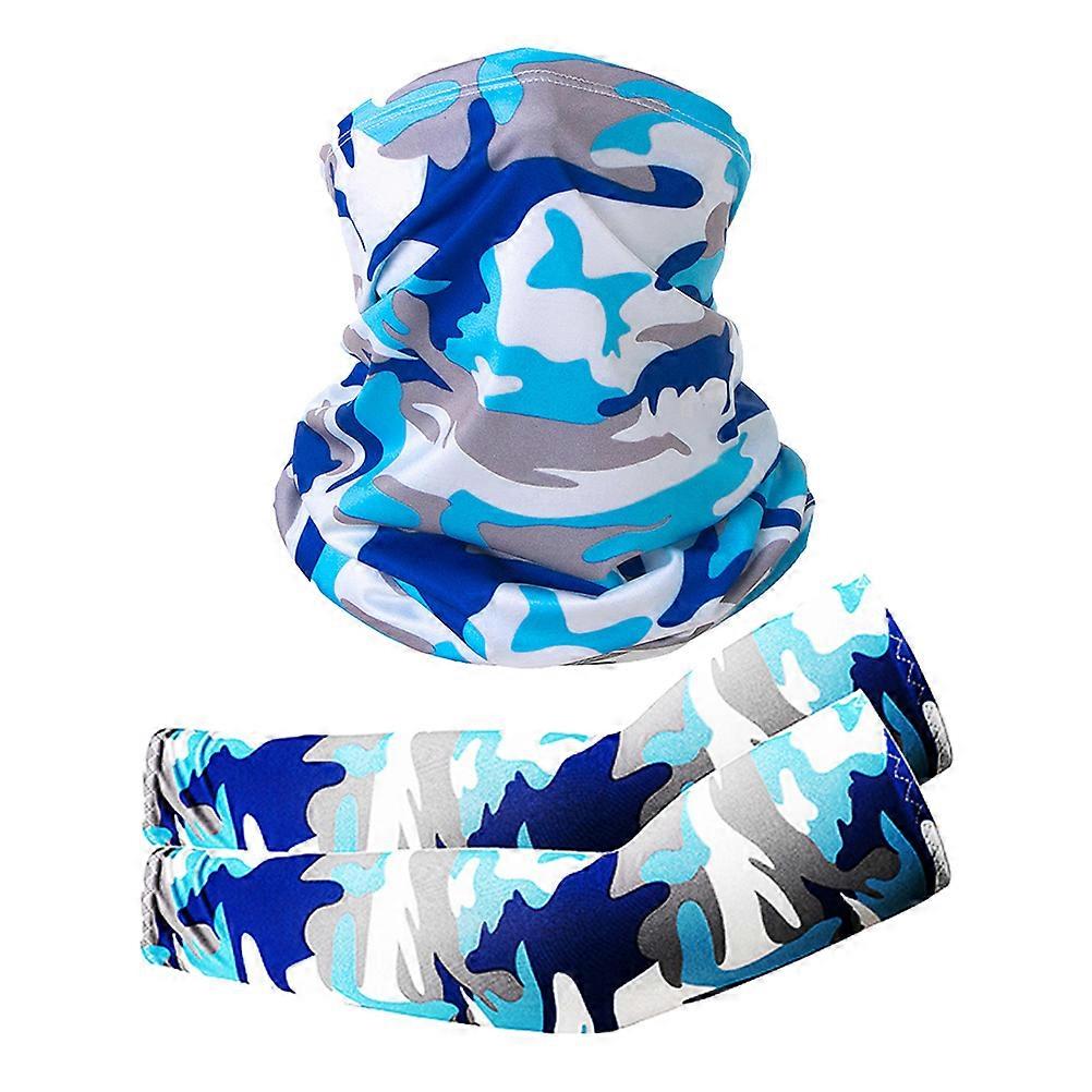 UV Protection Arm Sleeves Set For Men And Women 45x24cm Sky-Blue For Mountaineering And Cycling 1 Set