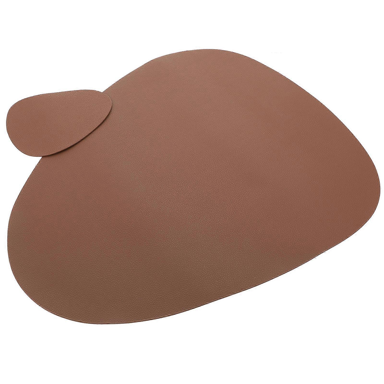 Waterproof Nordic Style Place Mat Household Dining Mat Coffee Color PU Mat Coaster Kit 1 Set
