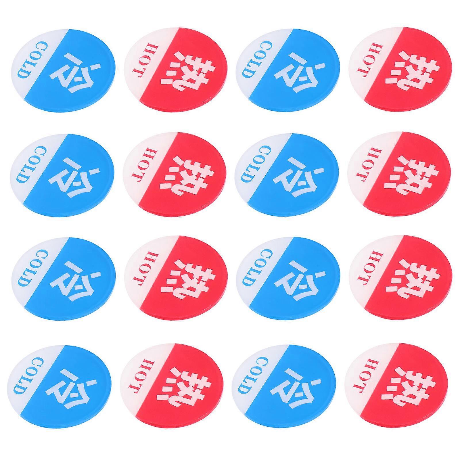 Water Temperature Signs Round Acrylic Hot and Cold Water Indicator Labels for Hotel Home Use 20Set