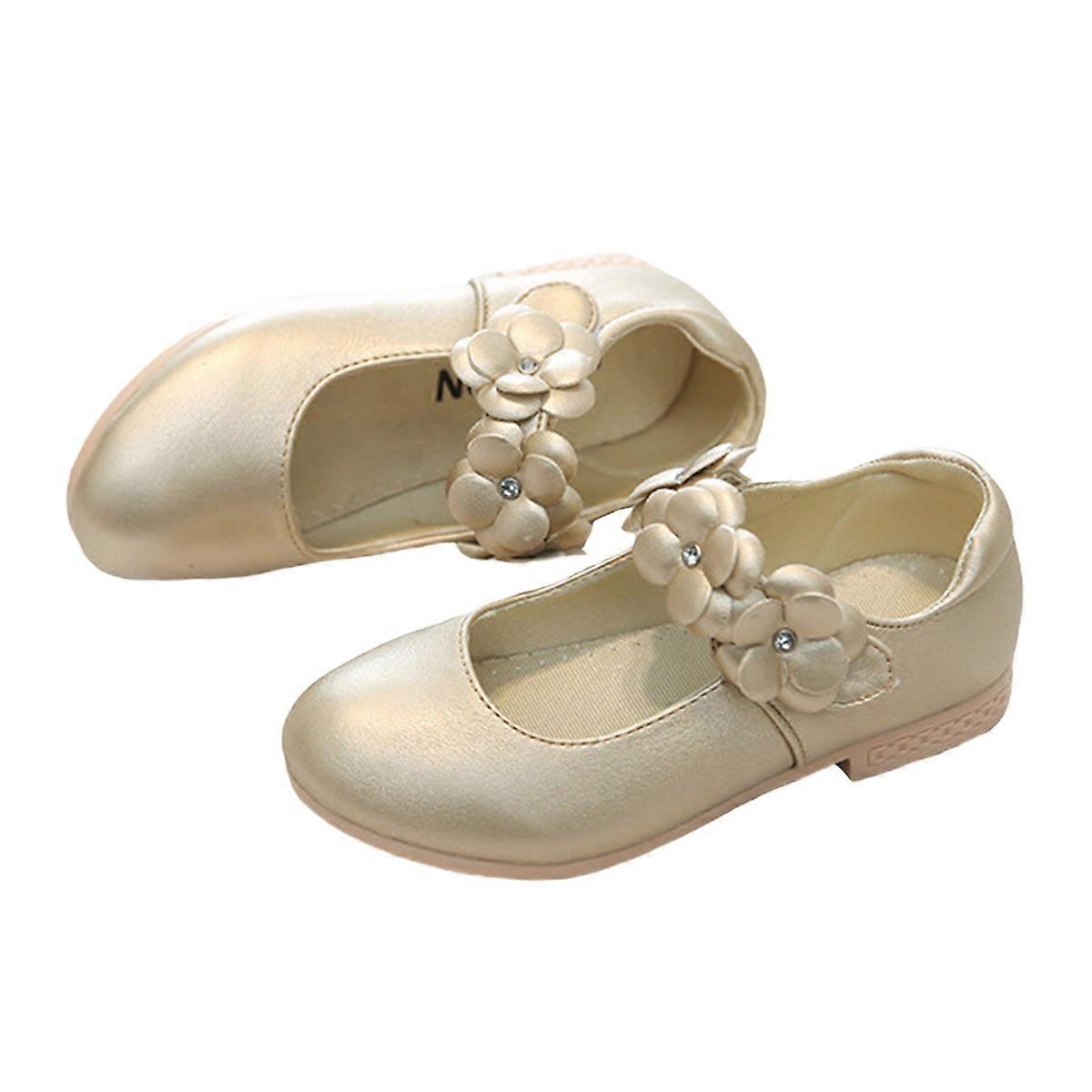 1 Pair Children Sole Shoes Fashion Flower Shoes Kids Adorable Shoes Shoes (Golden, Size 32, EU31, 3, UK12.5)