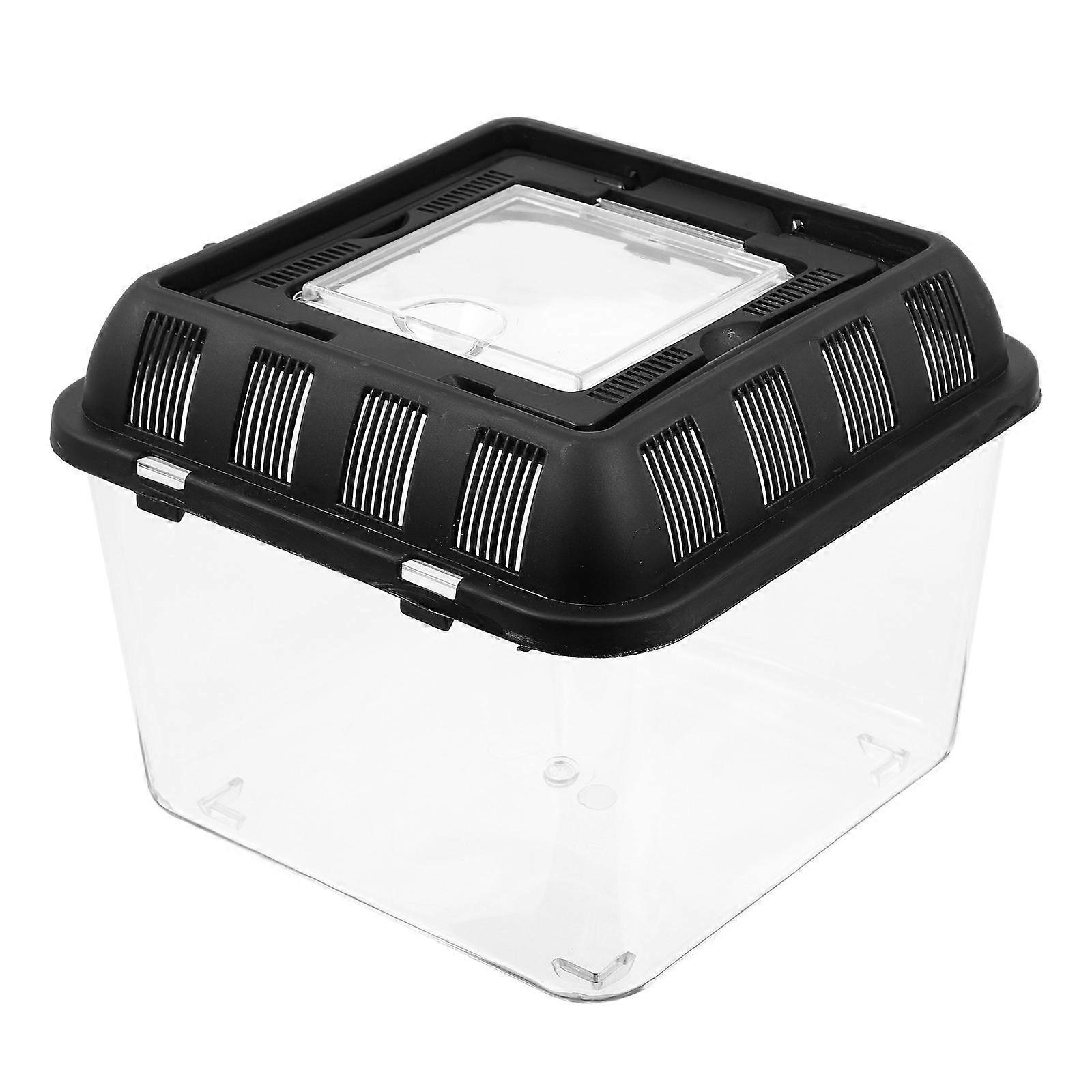 Black Plastic Reptile Breeding Box for Pet Use Transparent and Durable with Ventilation Hole 7.8x7.8x5.9 inches