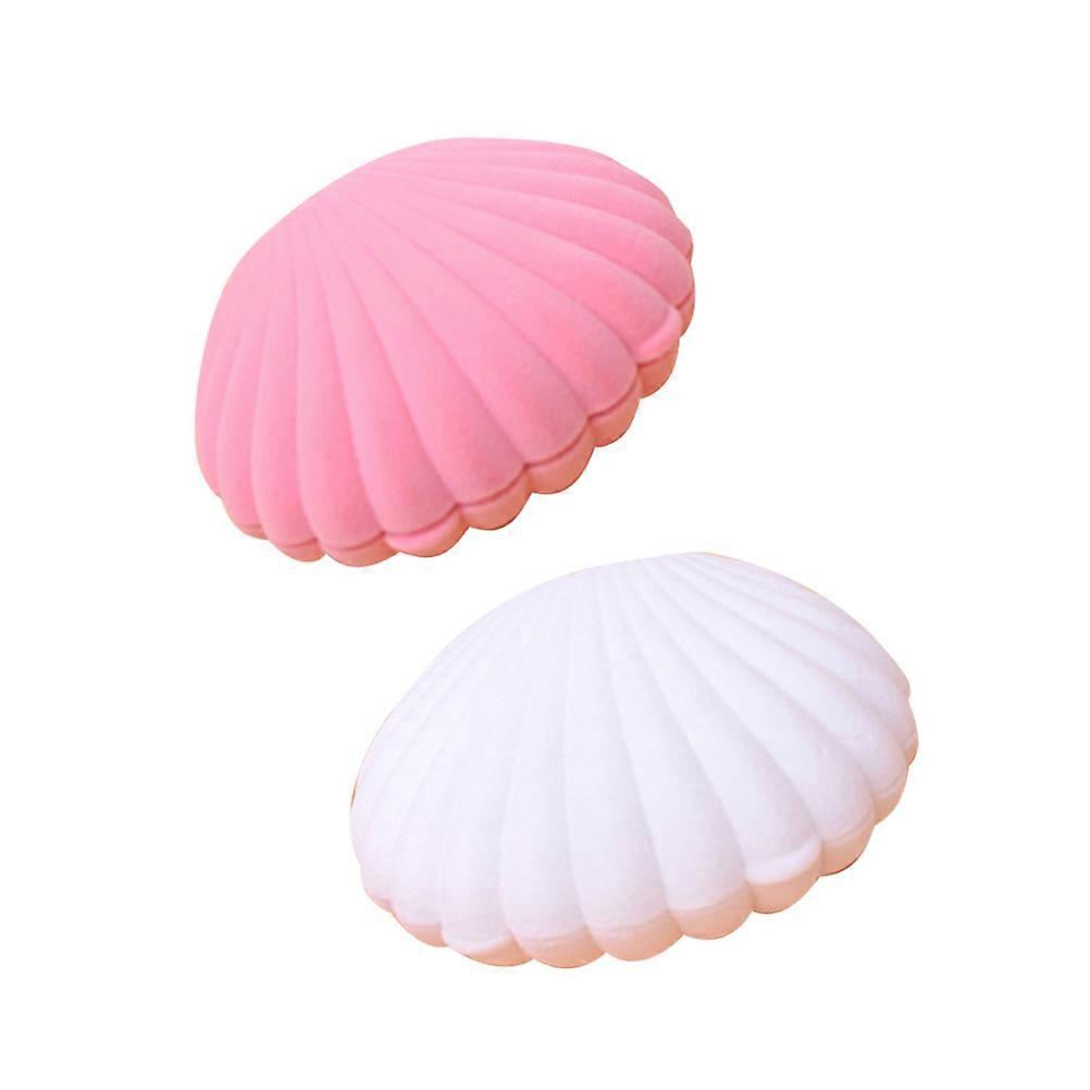 Shell Shaped Jewelry Box for Storage Use Made of Flannel in Assorted Colors Compact and Lightweight 2 Pieces