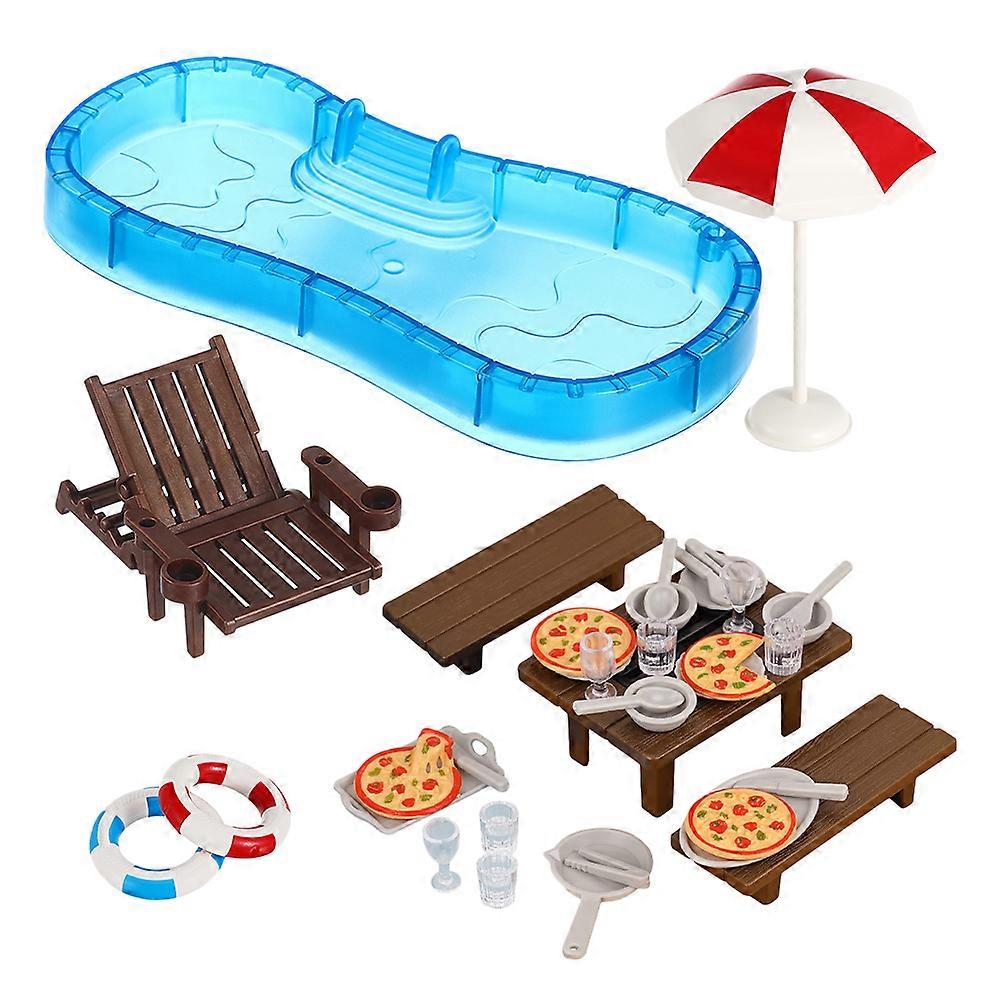 طقم ديكور منزل مصغر للشاطئ للأطفال يتميز بإنشاء مشهد شاطئ واقعي مناسب للداخلي ومع 2 مجموعات