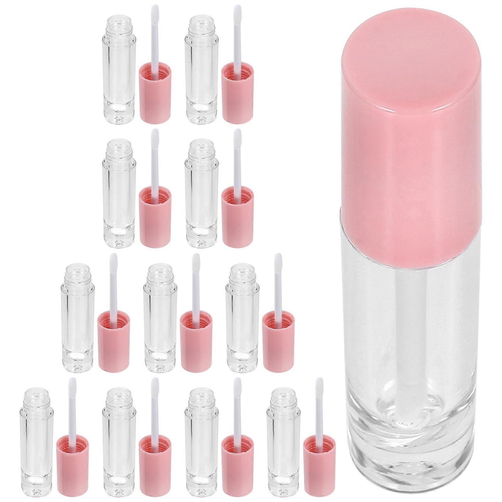 Lip Gloss Bottle Empty Tube for Storage Use 12Pcs Pink Plastic Set