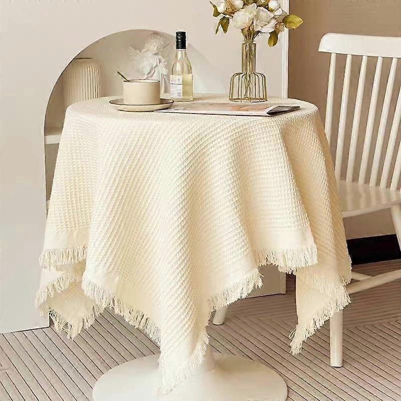 Honeycomb Soft Picnic Blanket Boho Outdoor Rug Beach Mat Cotton with Tassel 90*90