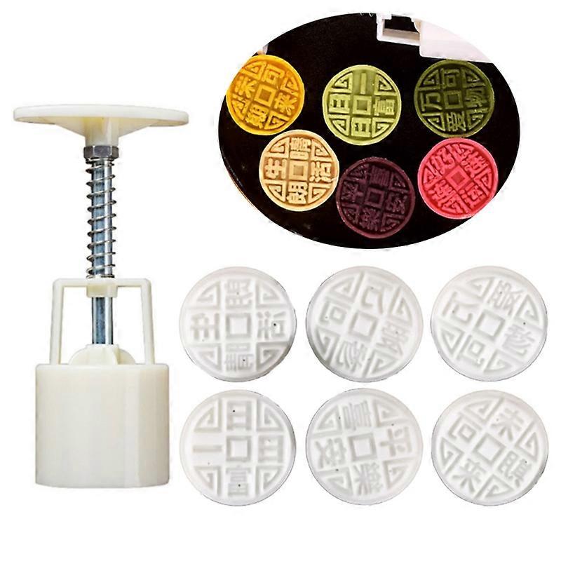 DIY 3D Mooncake Mold Set Chinese Lettering Pattern Shape Mooncake Mold Press Safe Cookie Mold for Mid-Autumn Festival