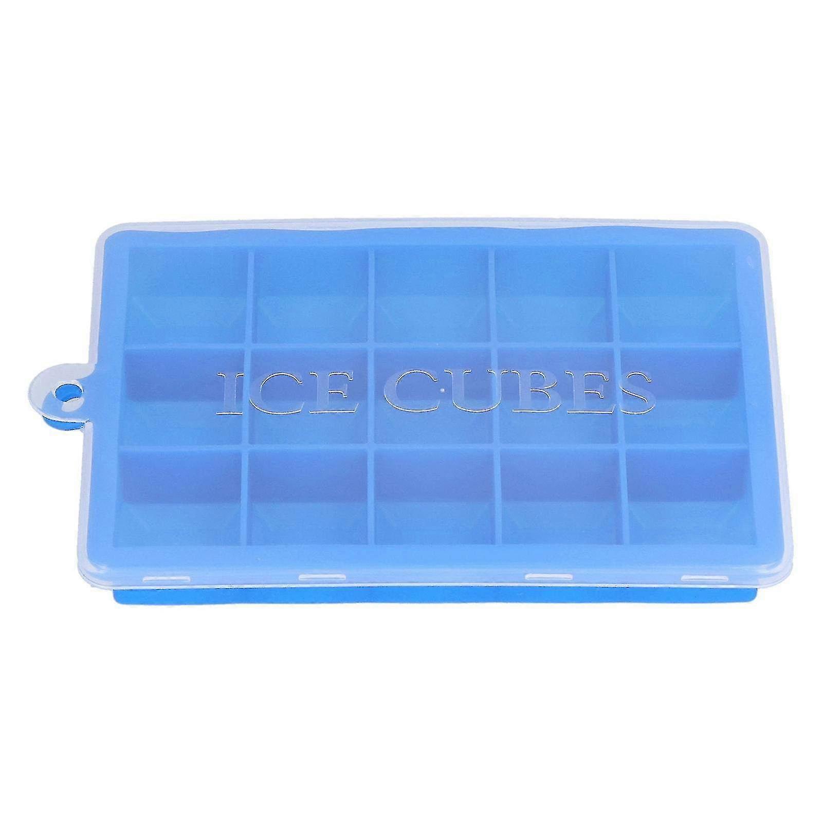 15-Grid Silicone Ice Cube Mold Tray with Lid - Rectangular DIY Ice Cube Maker for Home Kitchen & Bakery Use