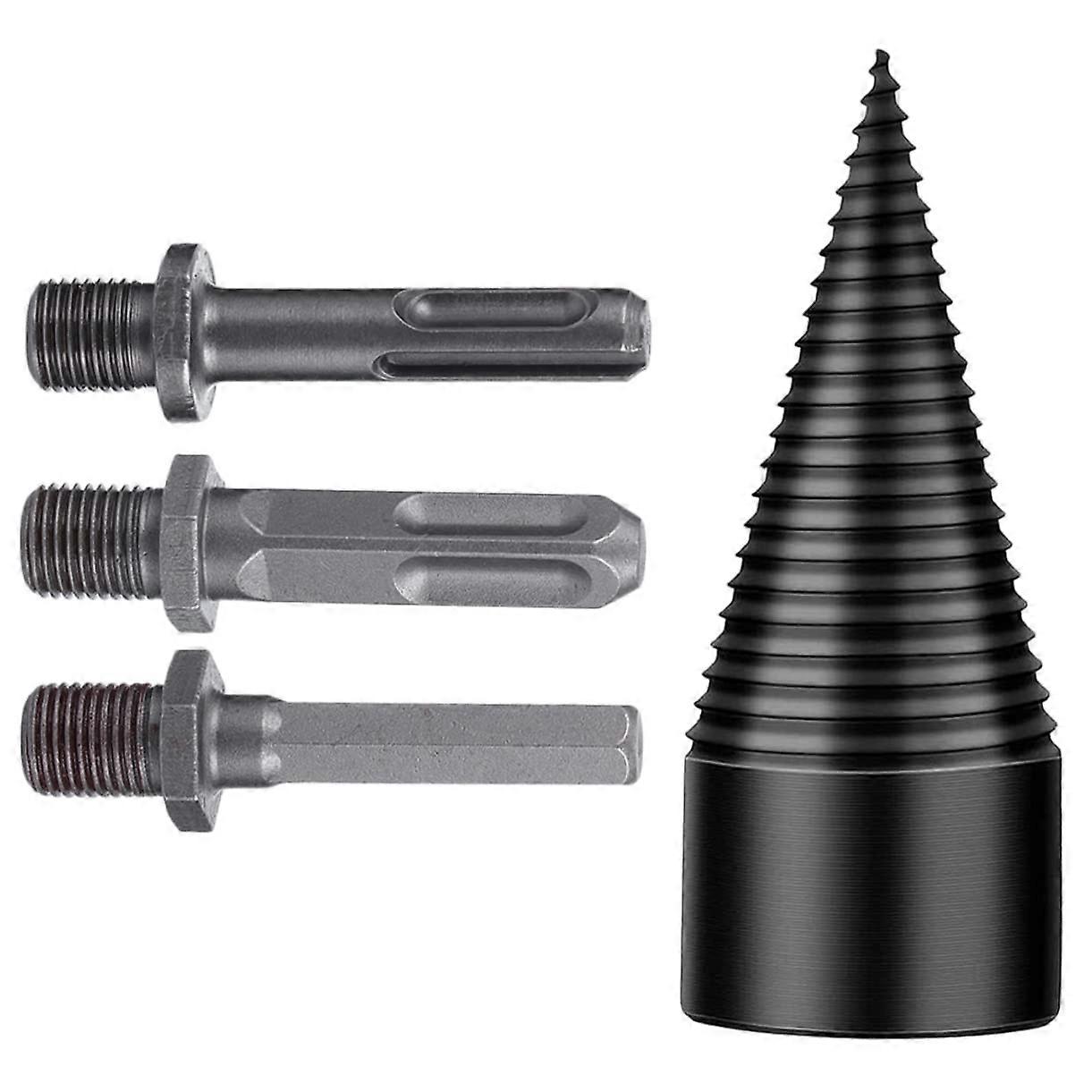 Wood Splitting Drill Bit Set for Drill Machine 50mm Firewood Drill Bit Steel Drill Bit with AntiSlip Groove Design Efficient for Woodworking