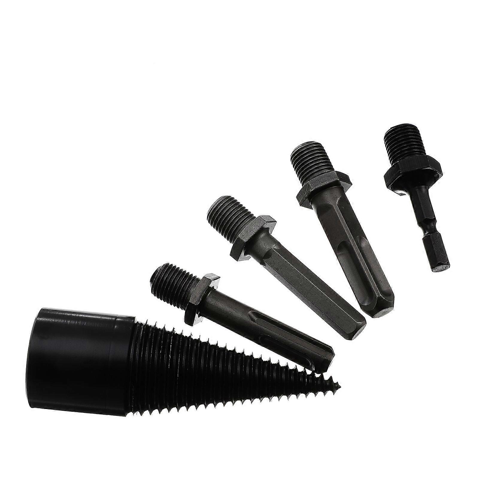 Log Splitting Drill Bit 5 Pcs Cone Shape for DIY Enthusiasts Farm Work 3.7×1.2×1.2in Grey Steel Set With Wear Resistance