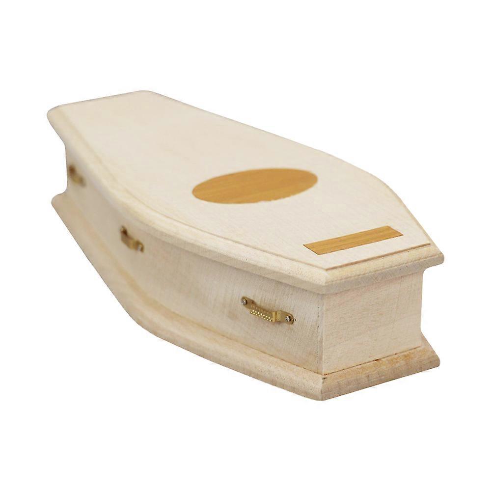 Miniature Coffin Ornament Tiny Coffin Model Miniature Furniture Khaki Color Simple Design Educational Tool 1Pcs