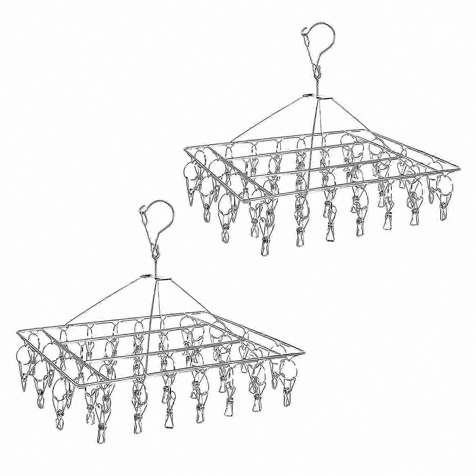 2-Pack Durable Laundry Drying Rack with 40 Clips, Windproof and Rotating Design for Efficient Clothes Drying