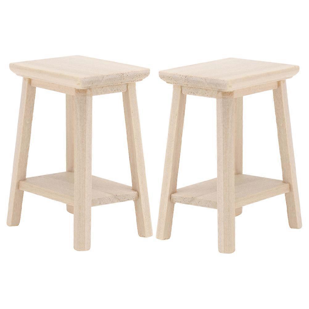 Miniature Stool for Decor Beige Synthetic Material with Realistic Design 2 Pieces