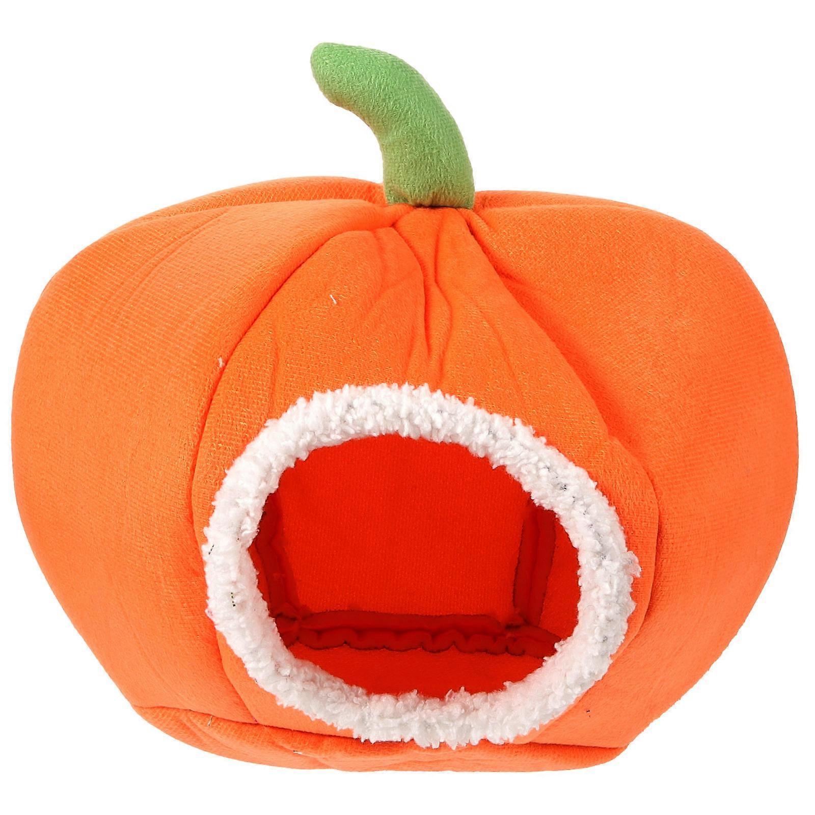 Orange Warm Nest for Small Pets Comfortable Cloth Bed Pumpkin Design Suitable for Hamster Hedgehog 6x6 inches