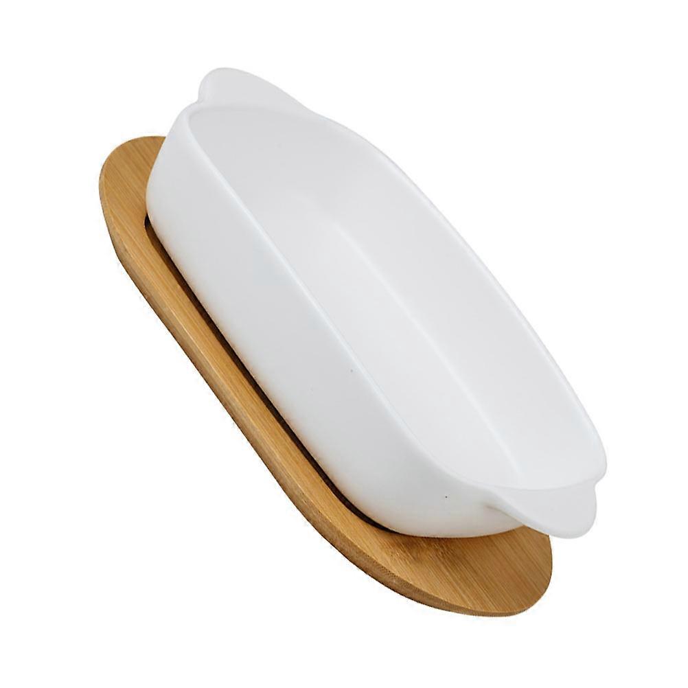 White Ceramic Baking Tray for Storage with Double Handle Design and Elegant Appearance 1 Set