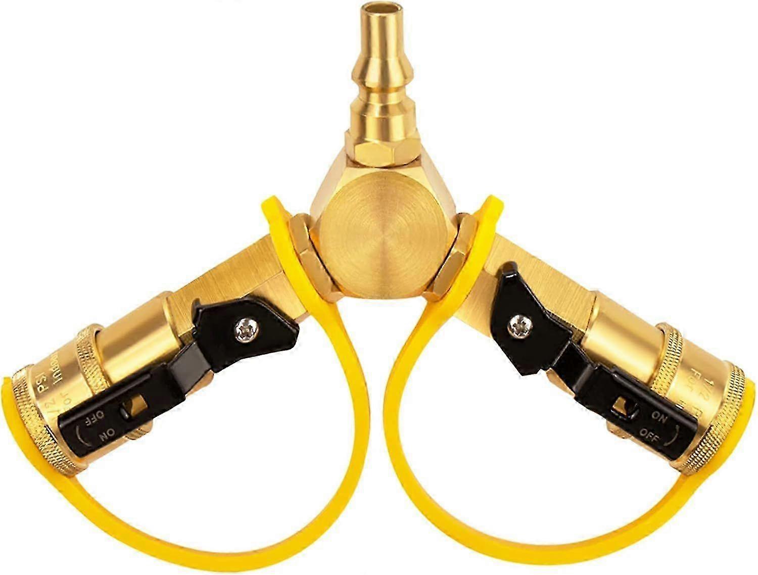 Propane Quick Connect Y Splitter Adapter with Shutoff Valve for RV Camper Trailer