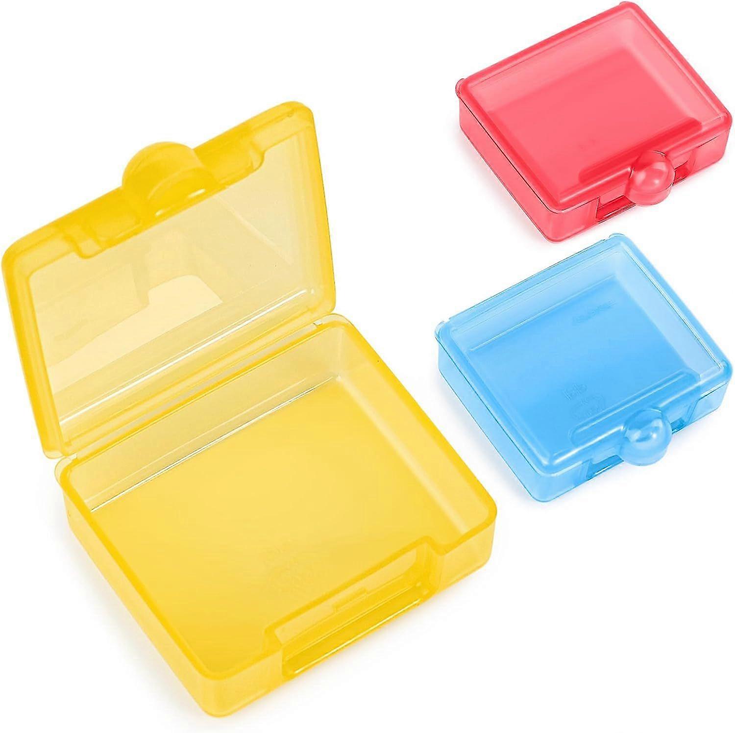 Plastic pill box compartments mini transparent color yellow red blue 3 pieces