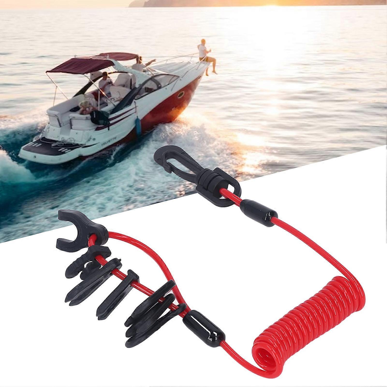 Boat Engine Switch Lanyard Safety Tether Emergency Stop Spring Wire PU for Replacement 
