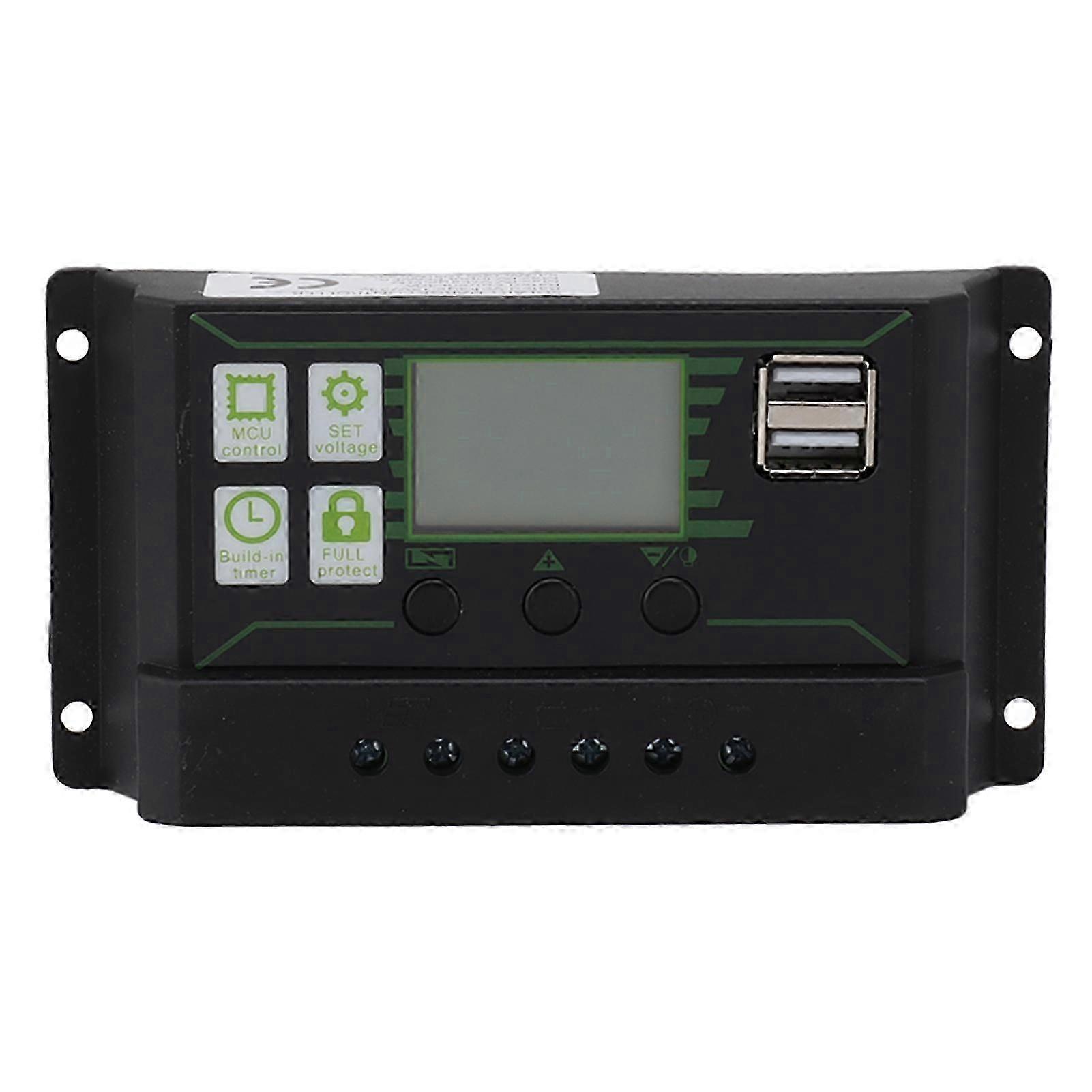Solar Charge Controller PWM Dual USB Solar Panel Charger Discharge Regulator with Large LC