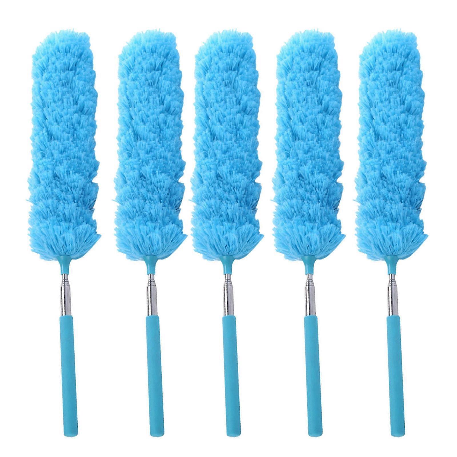Adjustable Length Duster Bendable Fiber Head Extendable Long Handle Reaches High Corner And Narrow Gaps Efficiently  Sky Blue